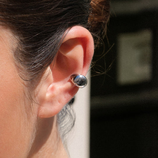 Silver Coffee Bean Ear Cuffs