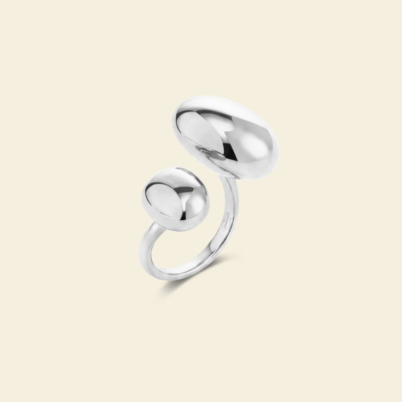 Gold Coffee Bean Double Bead Ring