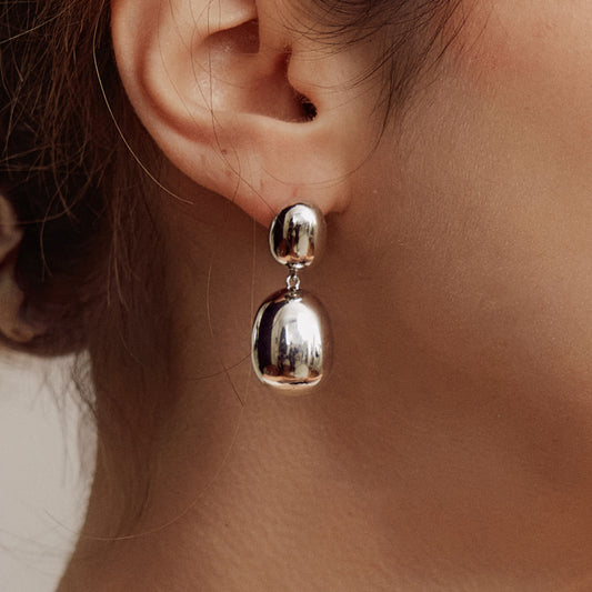 Silver Coffee Bean Earrings