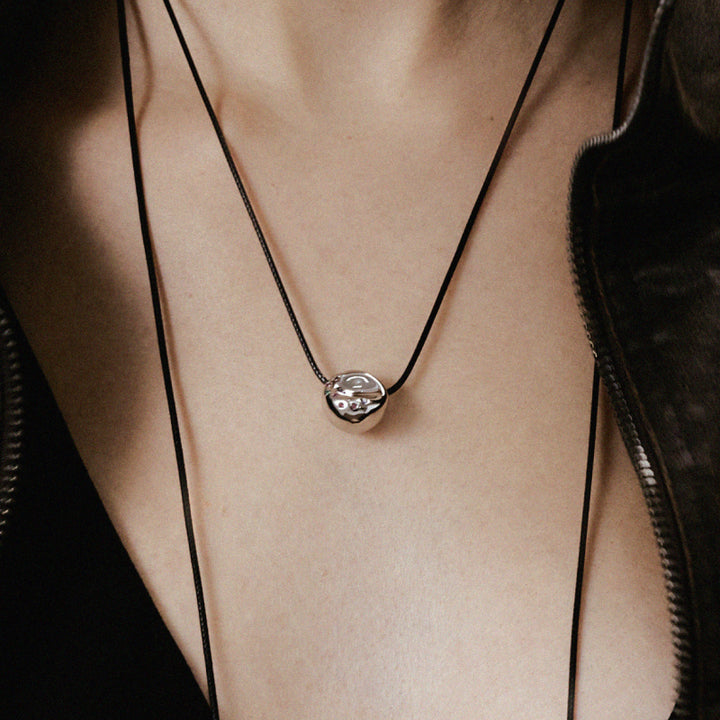 Silver Bagel Cord Necklace