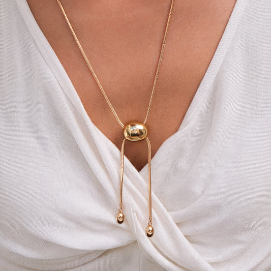 Gold Coffee Bean Tassel Necklace