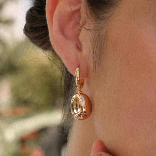 Gold Coffee Bean Drop Earrings