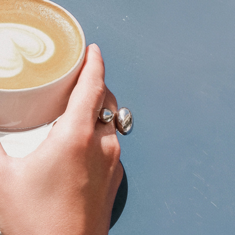 Silver Double Coffee Bean Ring