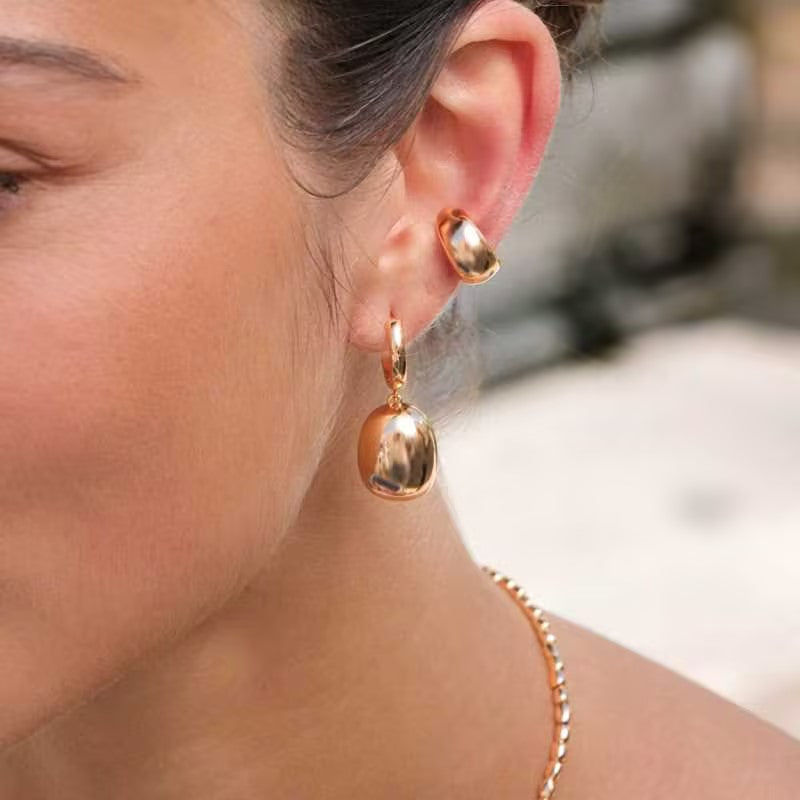 Gold Coffee Bean Drop Earrings