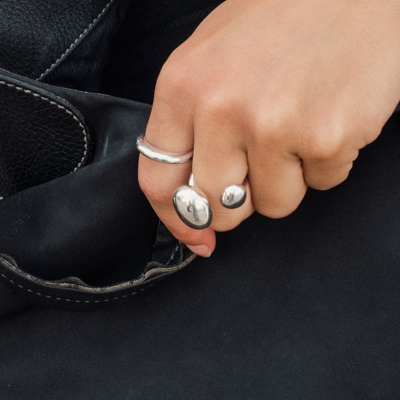 Silver Double Coffee Bean Ring