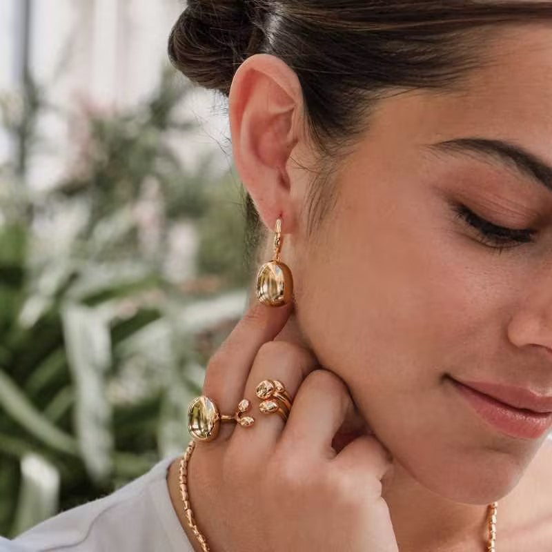 Gold Coffee Bean Drop Earrings