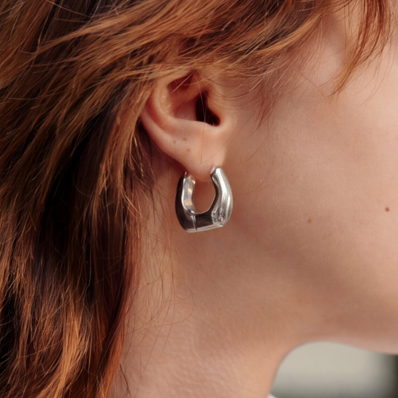 Silver Coffee Mug Hoop Earrings