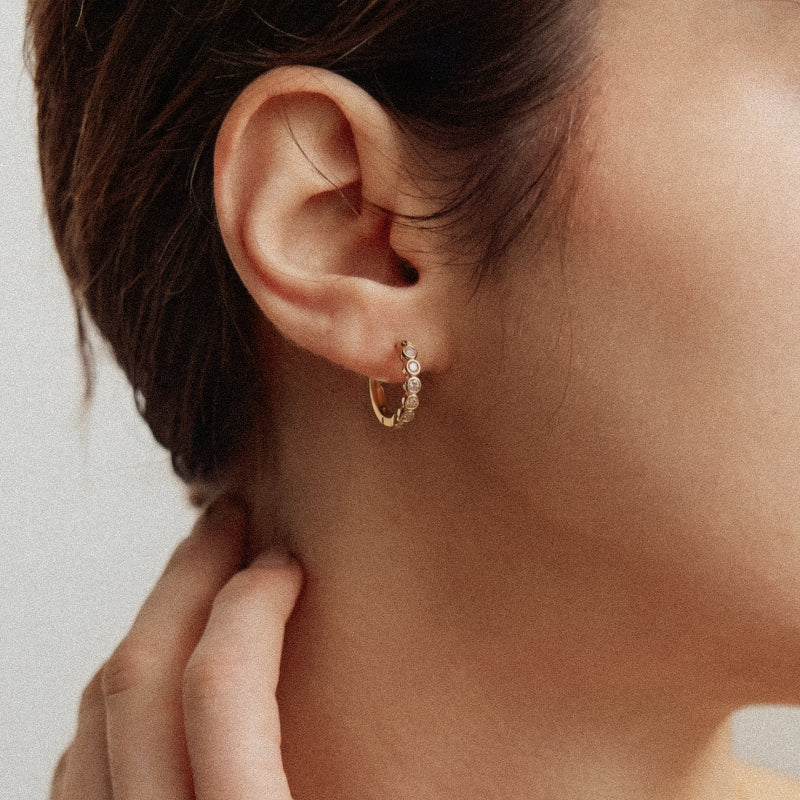 Gold Sugar Tennis Hoop Earrings