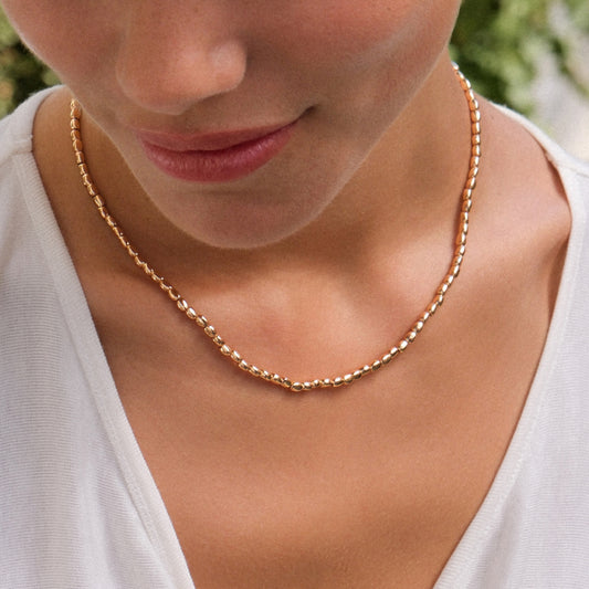 Gold Coffee Bean Chain Necklace