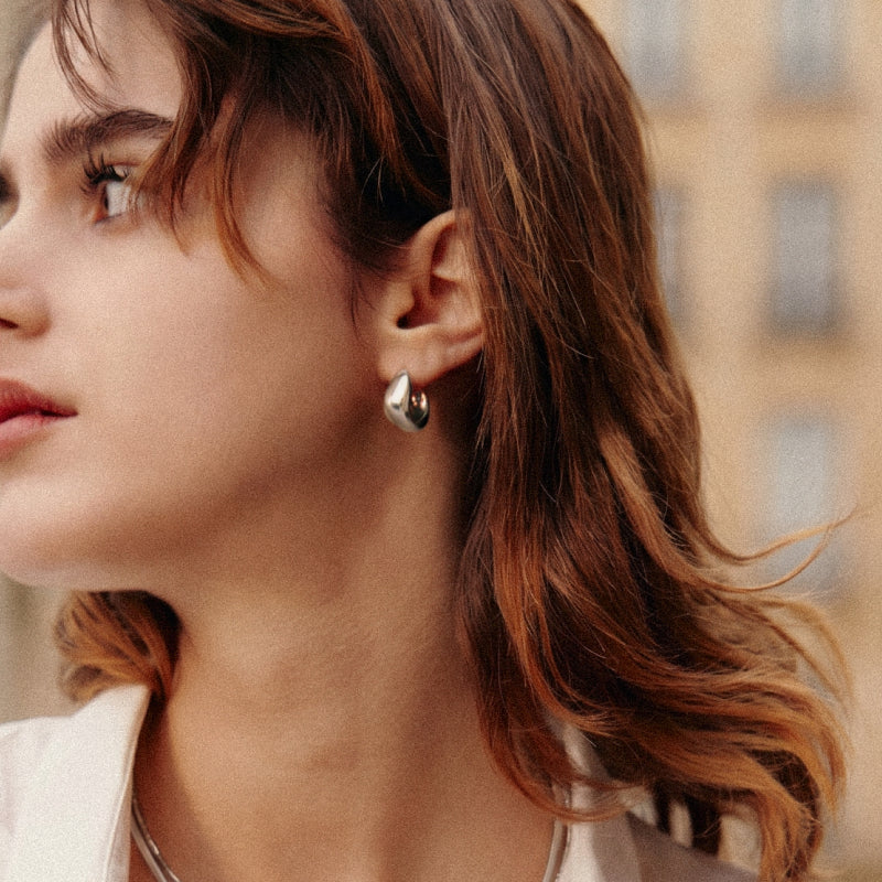 Silver Coffee Mug Hoop Earrings