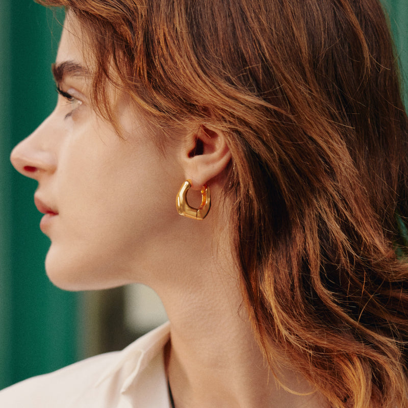 Gold Milk Hoop Earrings