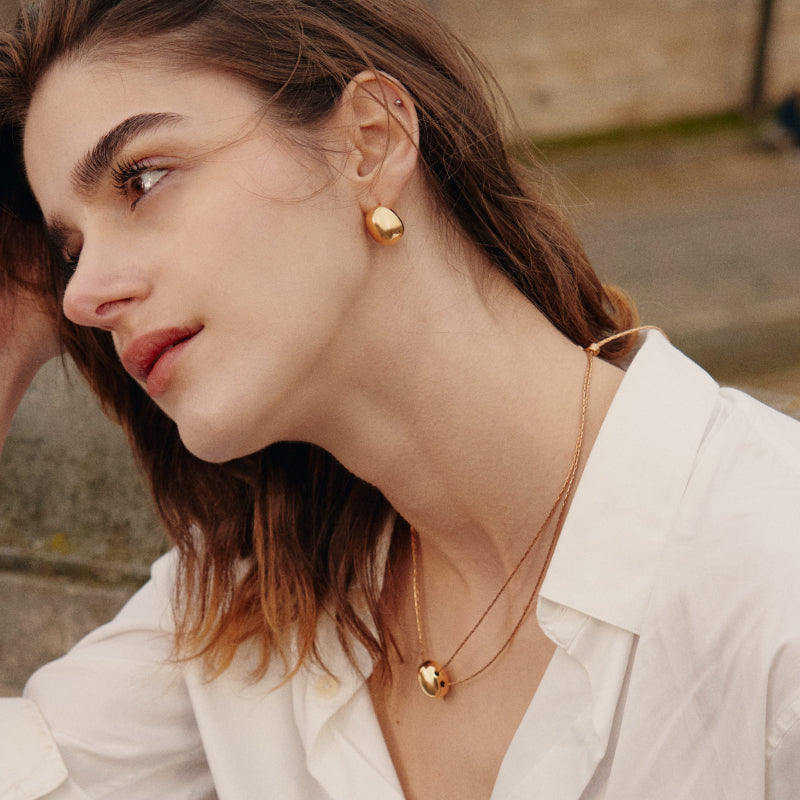 Gold Coffee Bean Studs