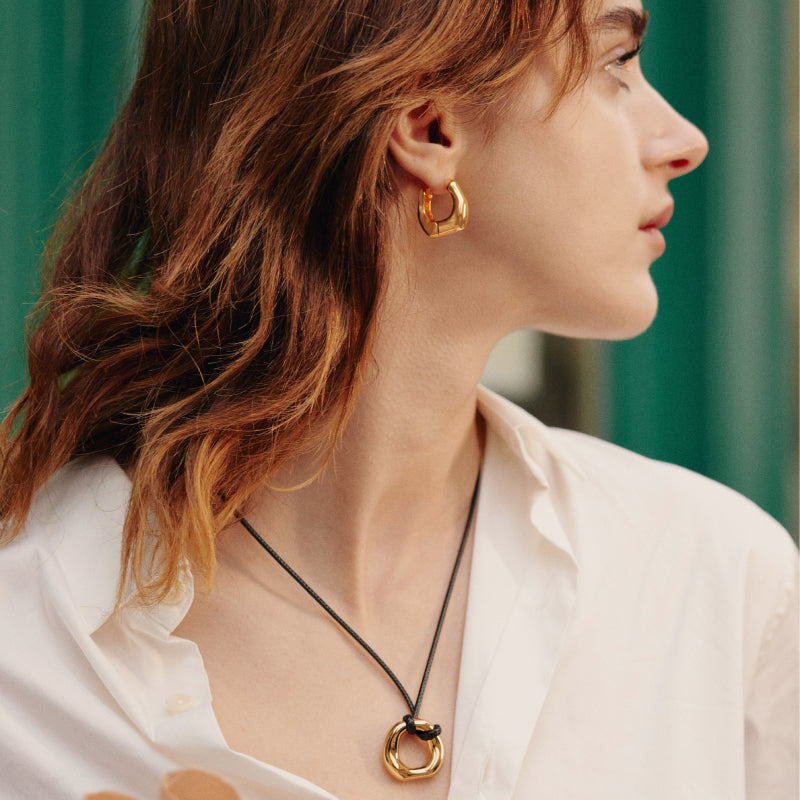 Gold Milk Hoop Earrings