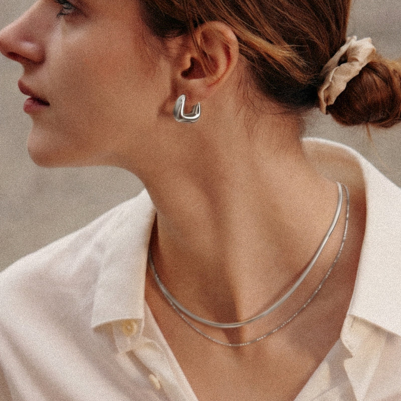 Silver Coffee Mug Hoop Earrings