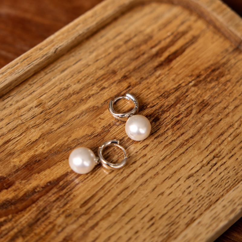 Silver Milk Pearl Earrings