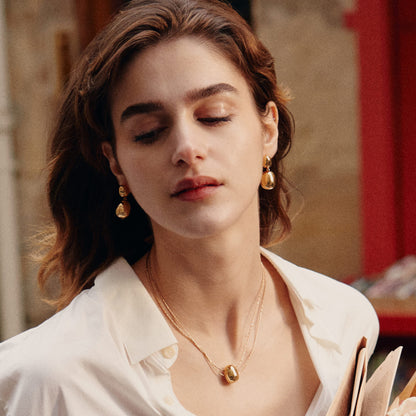 Golden Coffee Bean Earrings
