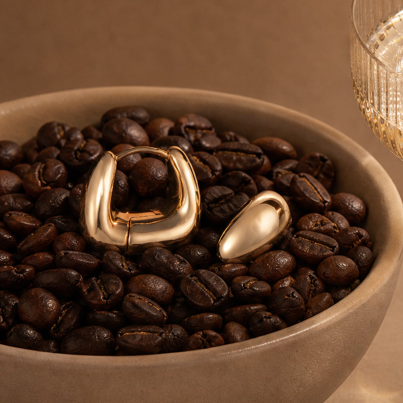 Pendientes de aro de taza de café dorados