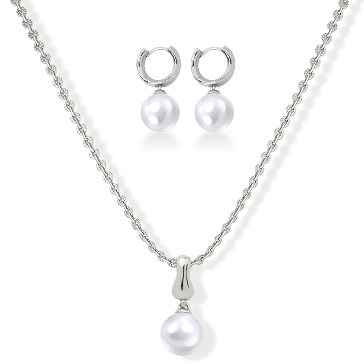 Silver Milk Pearl Set