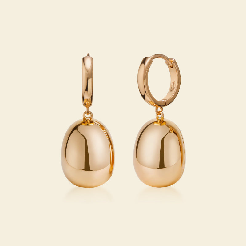 Gold Coffee Bean Drop Earrings