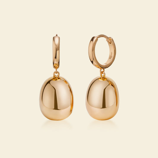 Gold Coffee Bean Drop Earrings