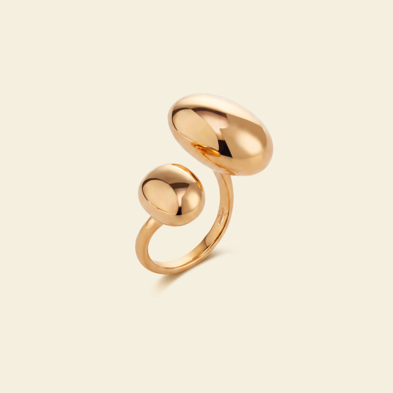 Gold Coffee Bean Double Bead Ring