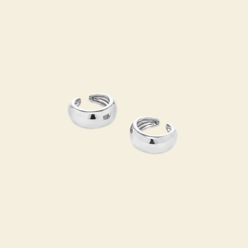 Silver Coffee Bean Ear Cuffs