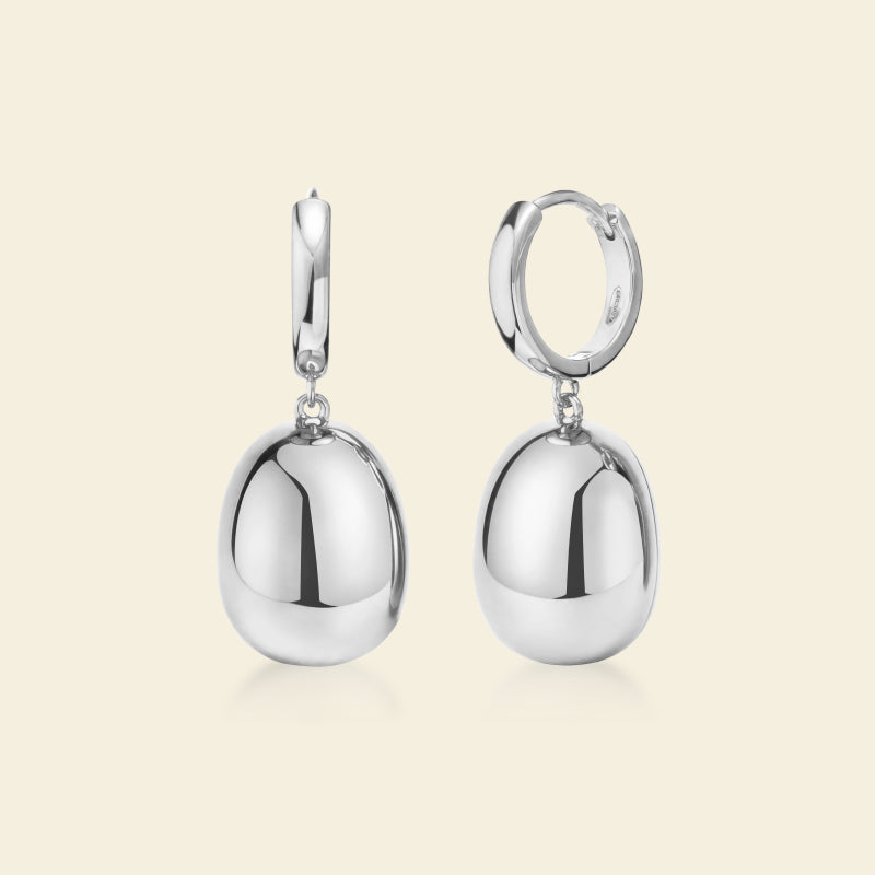 Silver Coffee Bean Drop Earrings