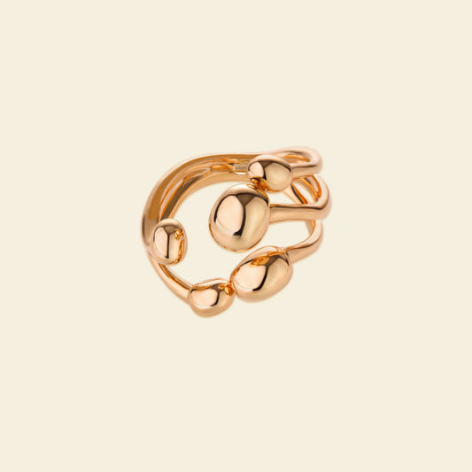 Golden Coffee Bean Floral Cluster Ring