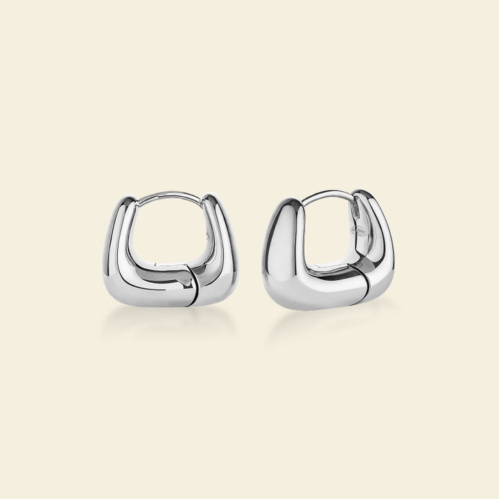 Silver Coffee Mug Hoop Earrings