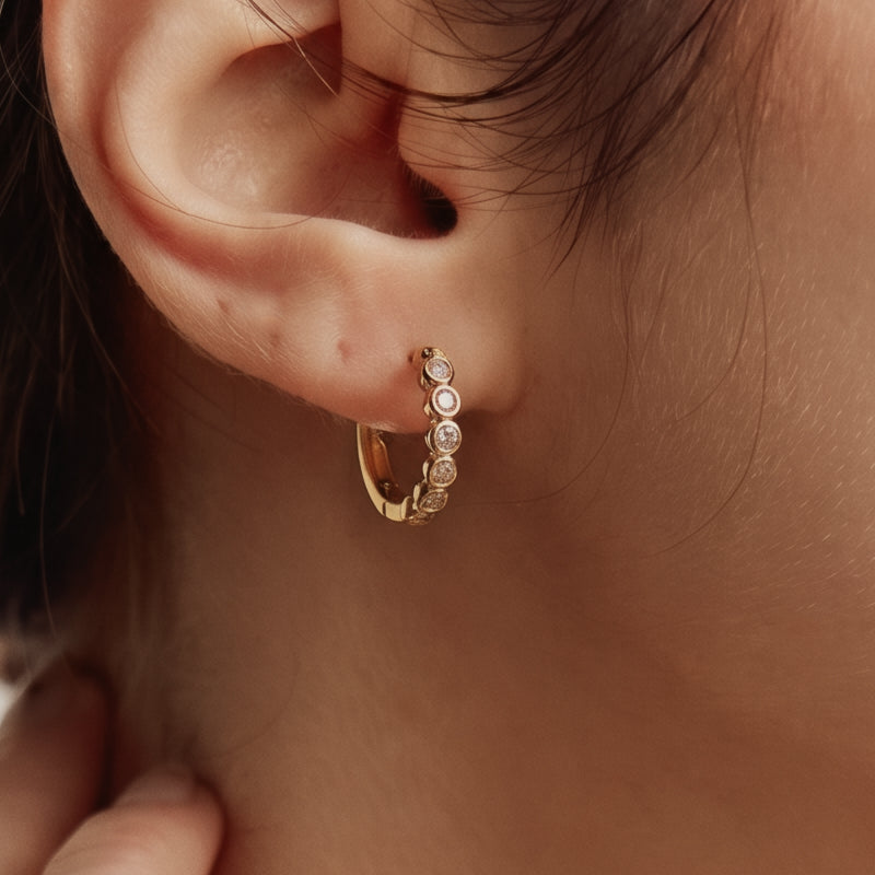 Gold Sugar Tennis Hoop Earrings