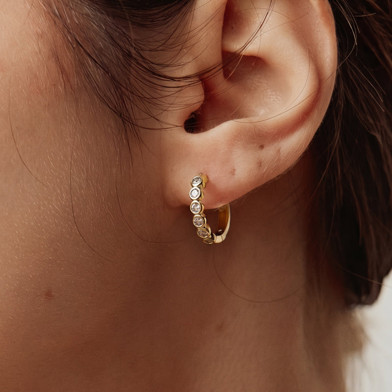 Gold Sugar Tennis Hoop Earrings