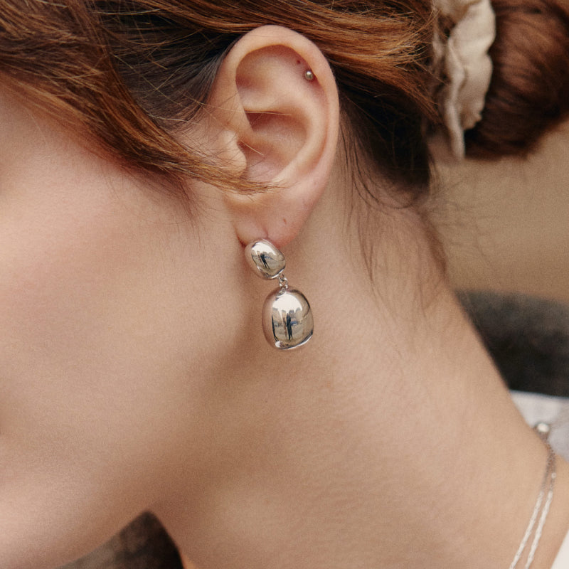 Silver Coffee Bean Earrings
