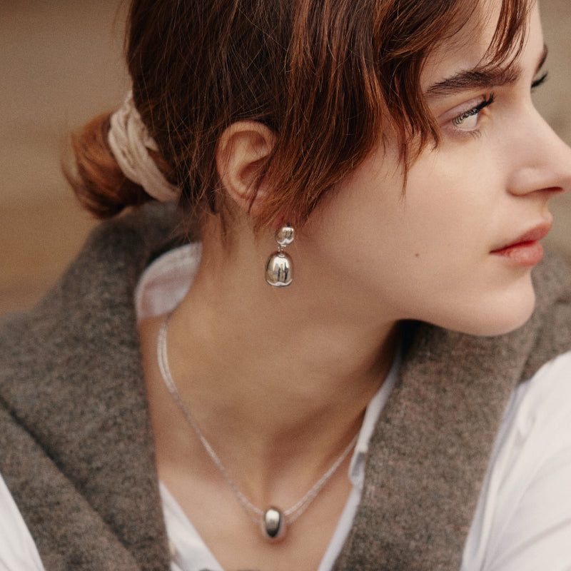Silver Coffee Bean Earrings