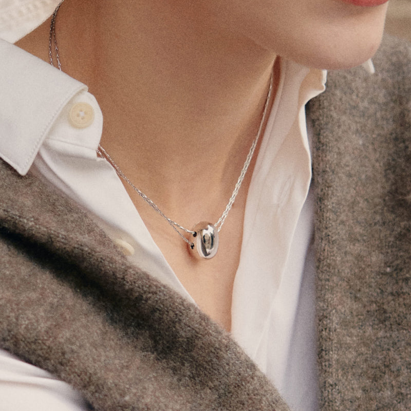 Silver Coffee Bean Necklace