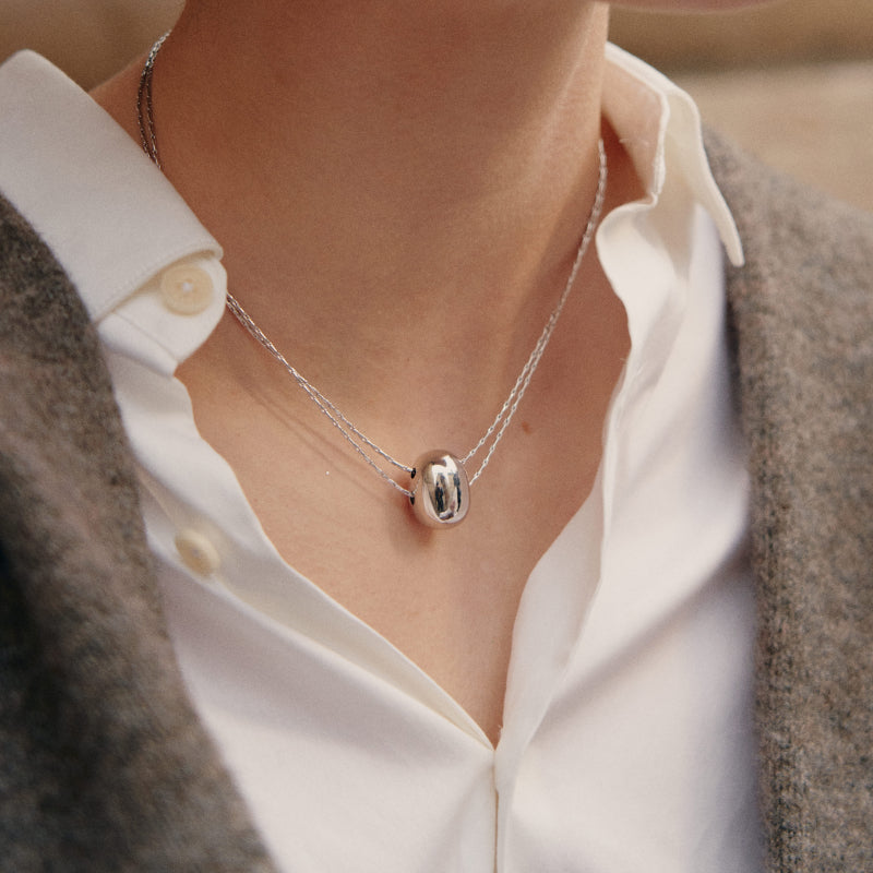 Silver Coffee Bean Necklace