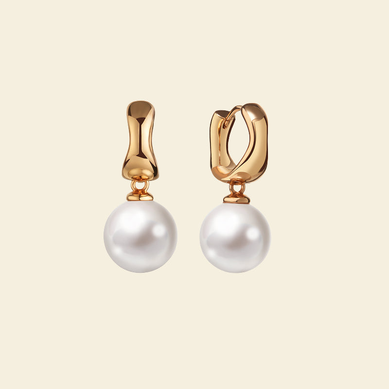 Gold Milk Pearl Earrings