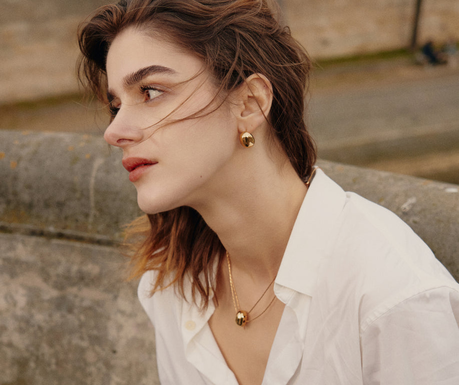 Gold Coffee Bean Studs