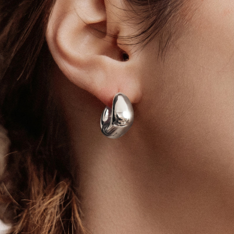 Silver Coffee Mug Hoop Earrings