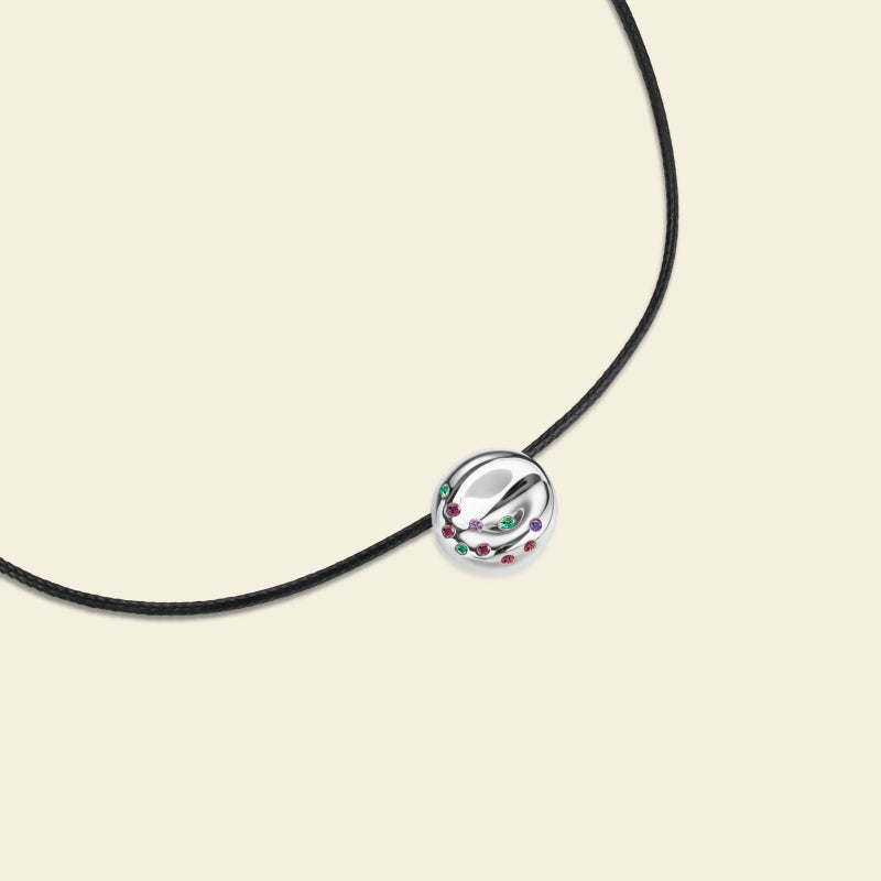 Silver Bagel Cord Necklace
