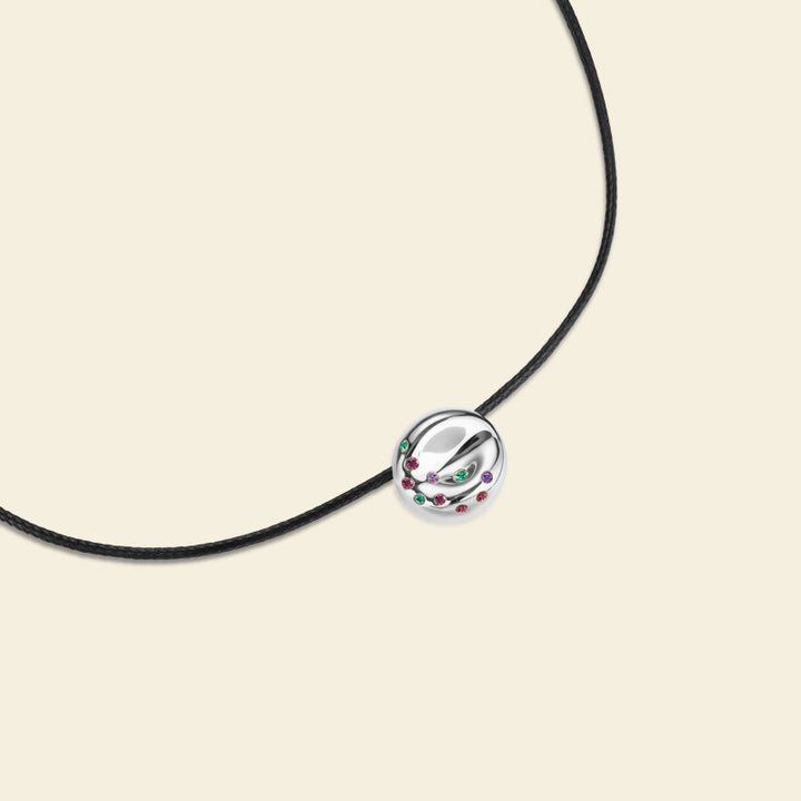 Silver Bagel Cord Necklace