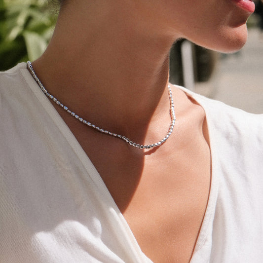 Silver Coffee Bean Chain Necklace